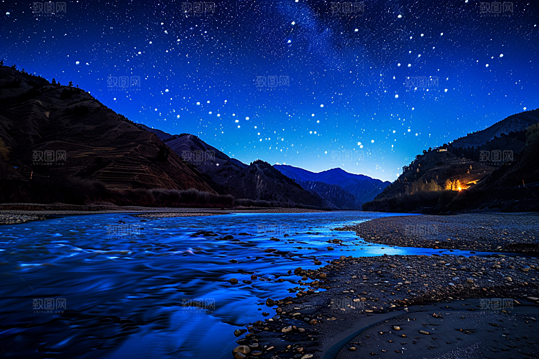 灿烂星空夜景太阳系素材