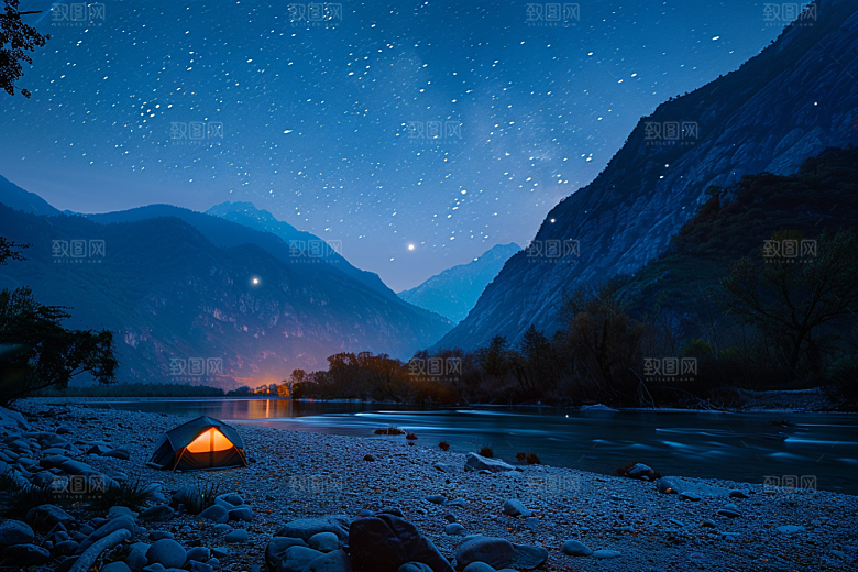 灿烂星空夜景唯美素材