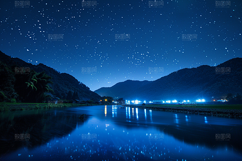 灿烂星空夜景高清素材