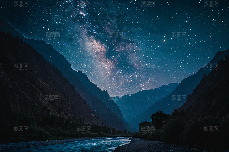 灿烂星空夜景高清素材