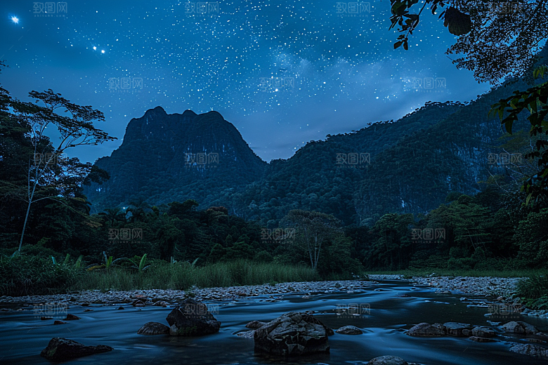 灿烂星空梦幻夜景素材