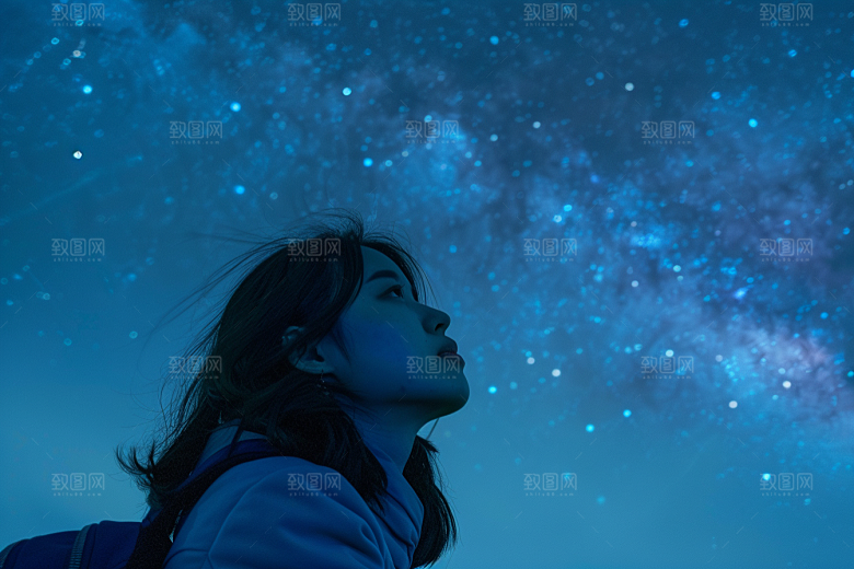 灿烂星空夜晚夜景素材