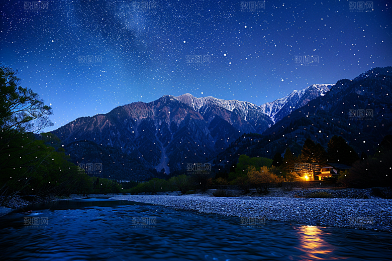 灿烂星空夜景银河素材