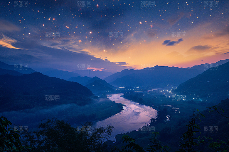 灿烂星空银河夜晚素材
