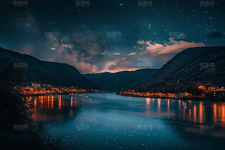 灿烂星空太阳系银河素材