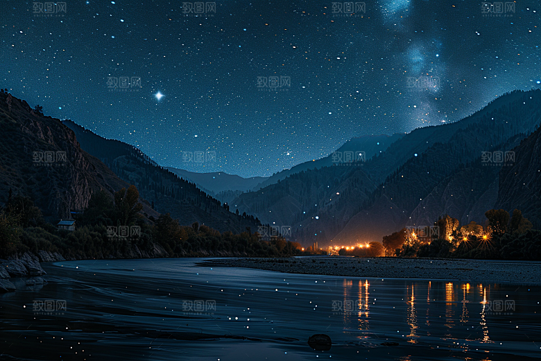 灿烂星空高清夜晚素材