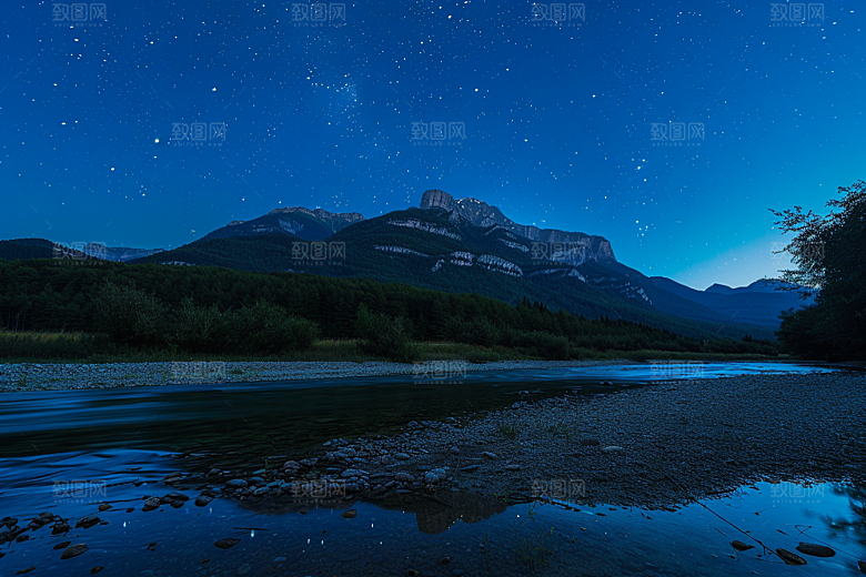灿烂星空夜晚唯美素材