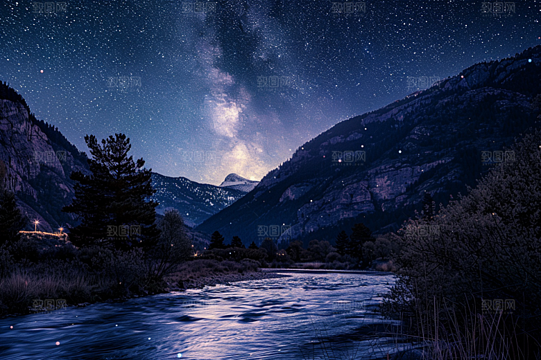 灿烂星空唯美夜晚素材