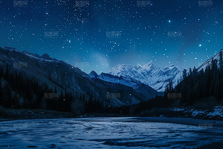灿烂星空银河夜晚素材