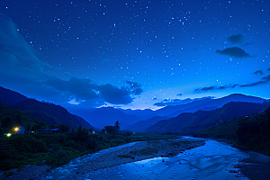 灿烂星空夜晚唯美素材