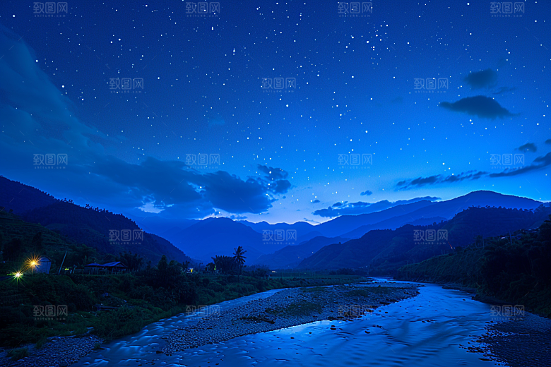 灿烂星空夜晚唯美素材