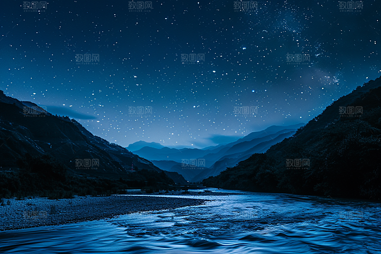 灿烂星空浪漫夜景素材