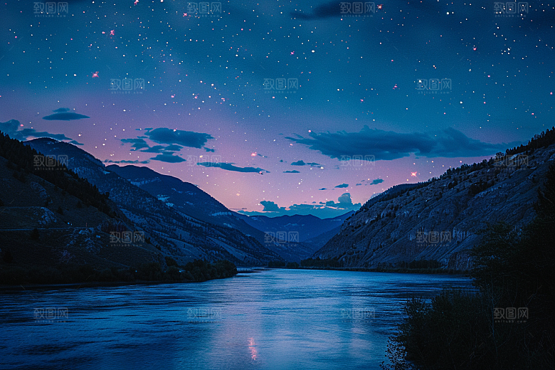 灿烂星空梦幻夜景素材