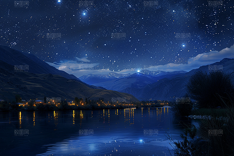 灿烂星空夜景星辰素材