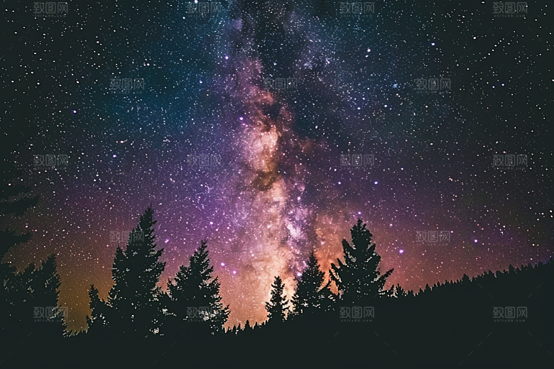 灿烂星空夜晚浪漫素材