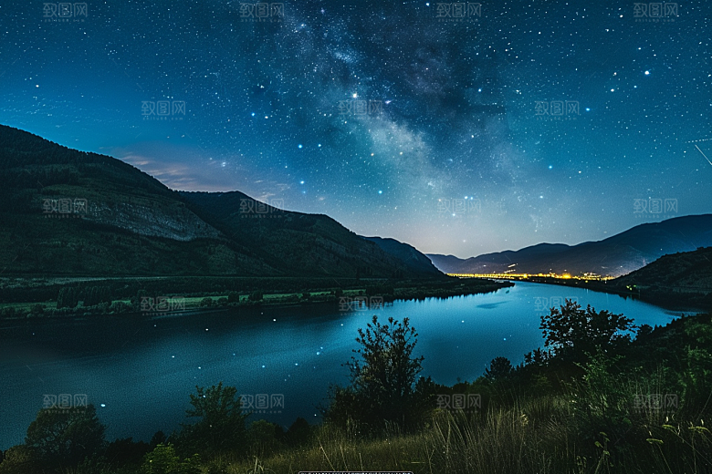 灿烂星空宇宙夜景素材