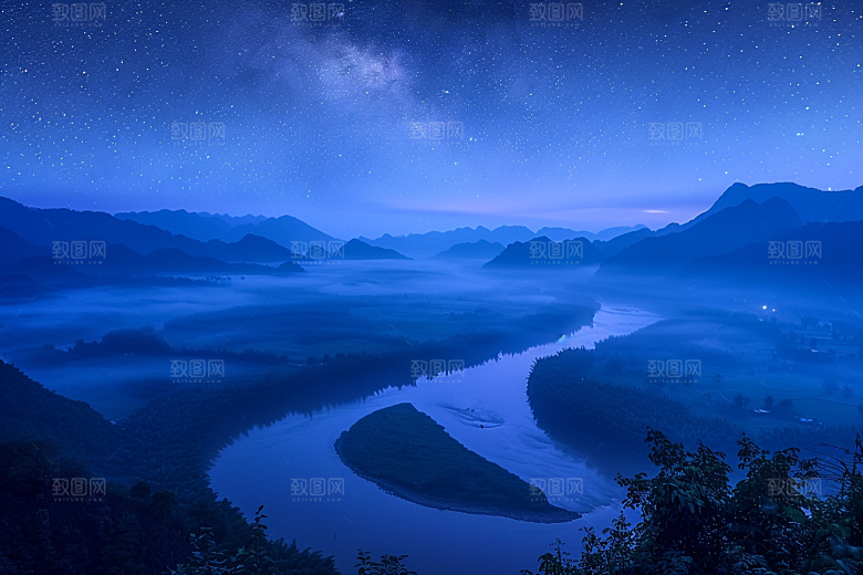 灿烂星空太阳系银河素材