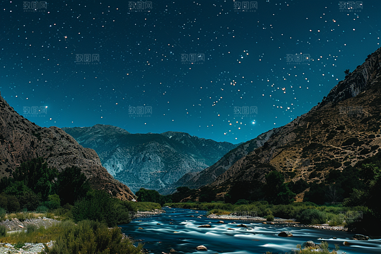 灿烂星空夜景银河素材