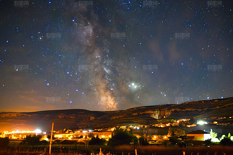 灿烂星空夜景浪漫素材