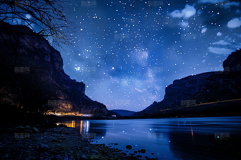 灿烂星空夜晚唯美素材