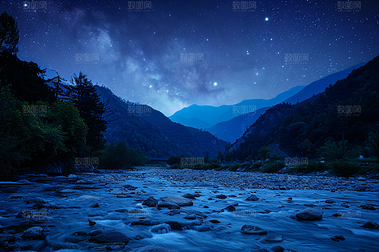 灿烂星空夜景夜晚素材
