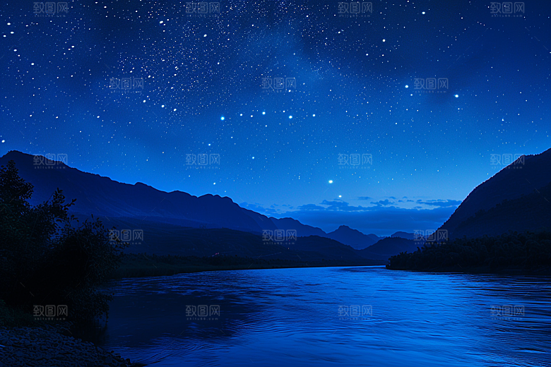 灿烂星空夜景银河素材
