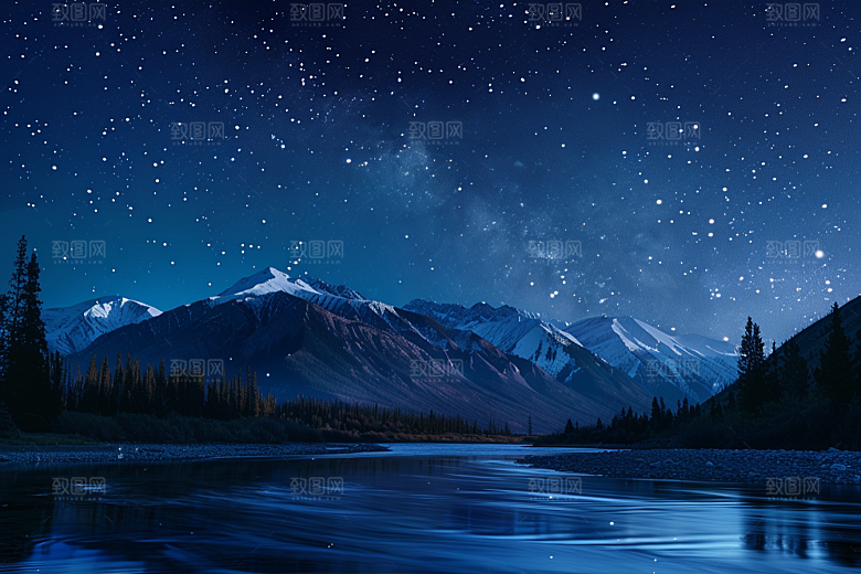 灿烂星空夜晚浪漫素材