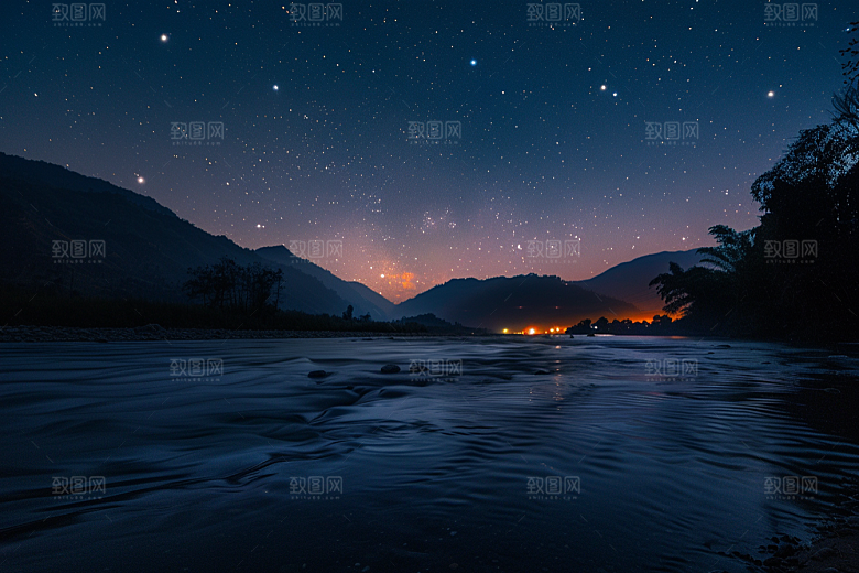 灿烂星空夜景夜晚素材
