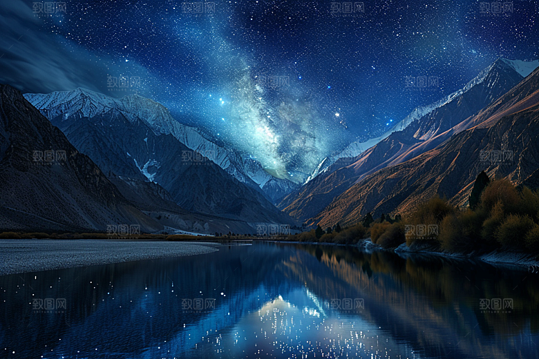 灿烂星空夜晚夜景素材