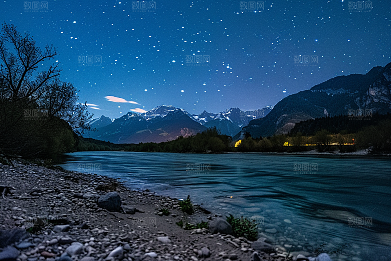 灿烂星空梦幻夜景素材