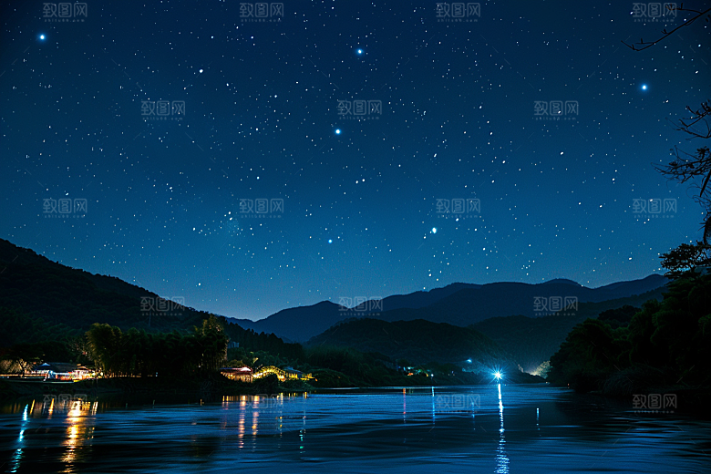 灿烂星空银河夜景素材