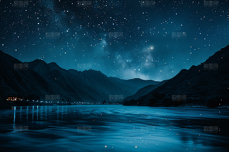 灿烂星空浪漫夜景素材