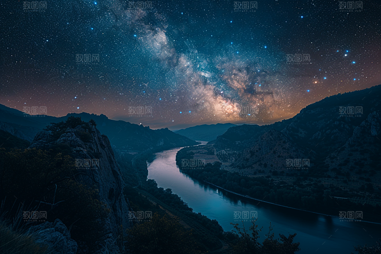 灿烂星空太阳系浪漫素材