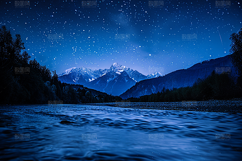 灿烂星空浪漫夜景素材