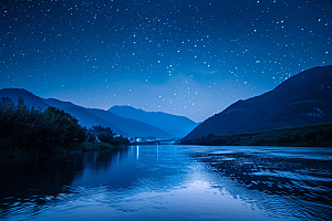 灿烂星空太阳系银河素材