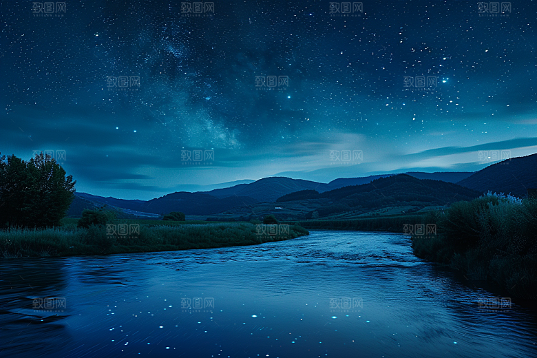 灿烂星空夜晚唯美素材