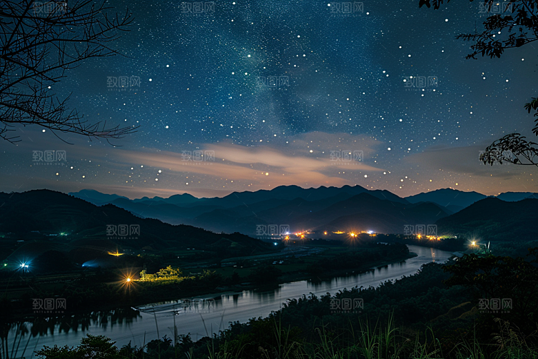 灿烂星空宇宙夜景素材