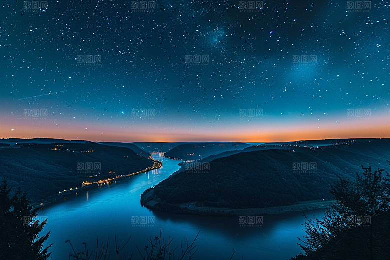 灿烂星空夜晚唯美素材