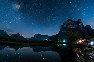 灿烂星空银河天空素材