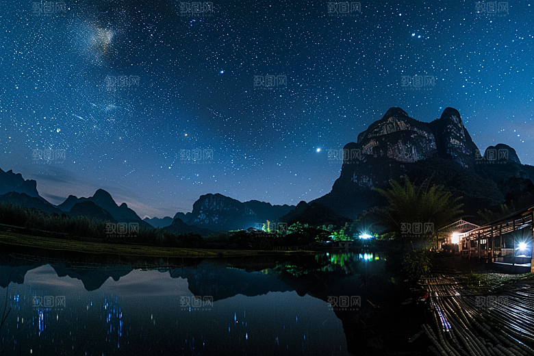 灿烂星空银河天空素材