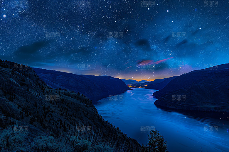 灿烂星空浪漫夜景素材