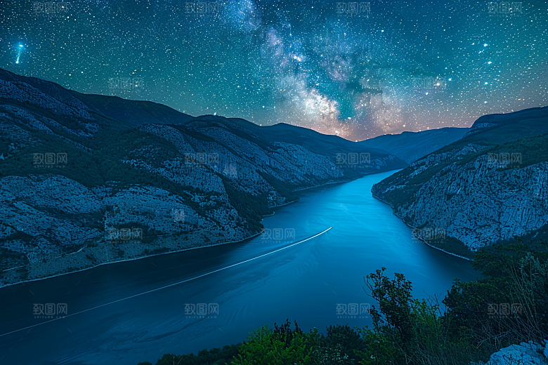 灿烂星空夜景星辰素材