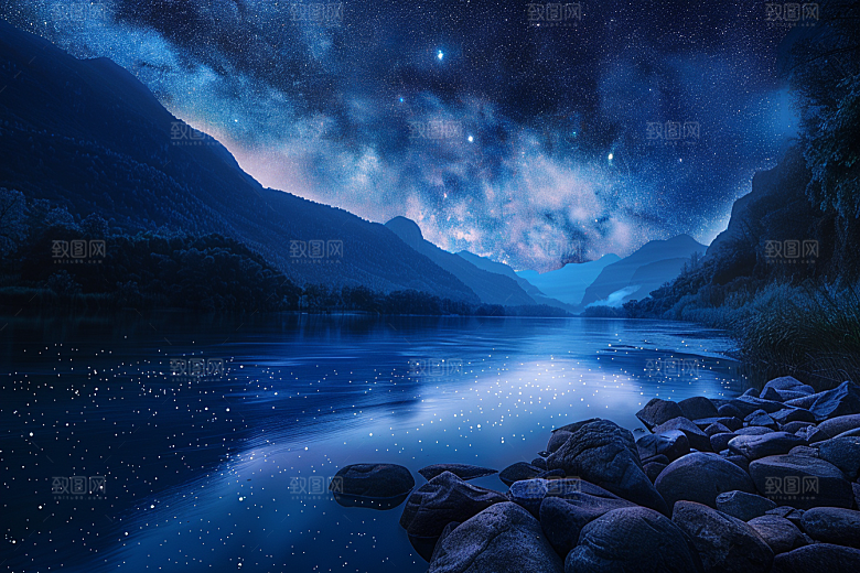 灿烂星空夜景太阳系素材