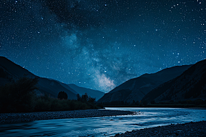 灿烂星空夜景宇宙素材
