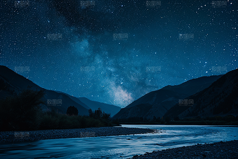 灿烂星空夜景宇宙素材