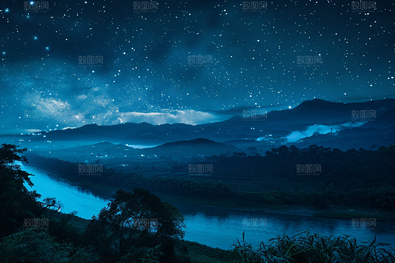 灿烂星空夜景天空素材