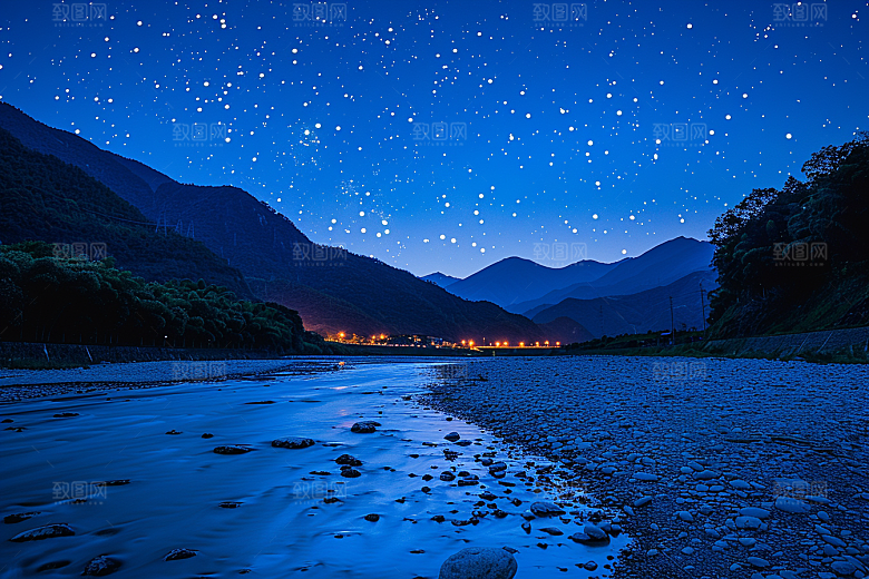 灿烂星空夜景唯美素材
