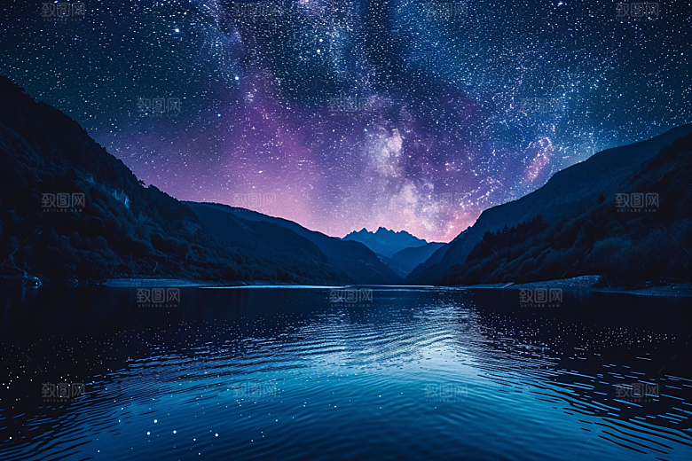 灿烂星空太阳系夜景素材