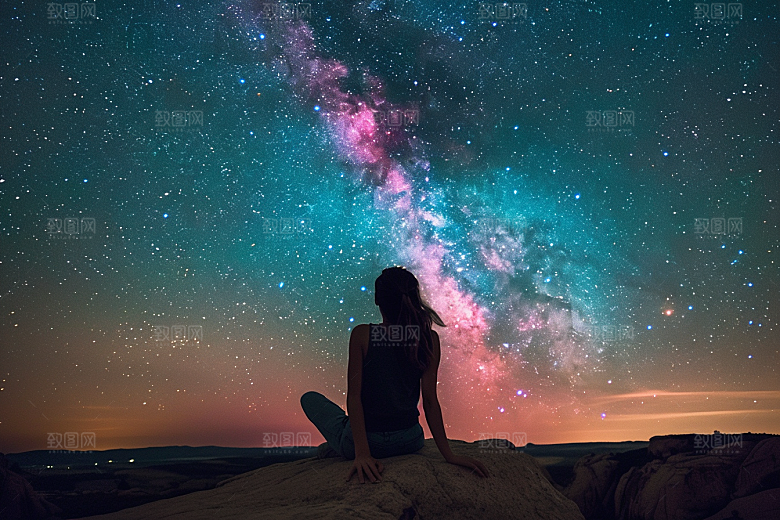 灿烂星空夜景夜晚素材