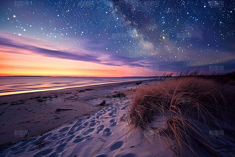 灿烂星空夜景太阳系素材
